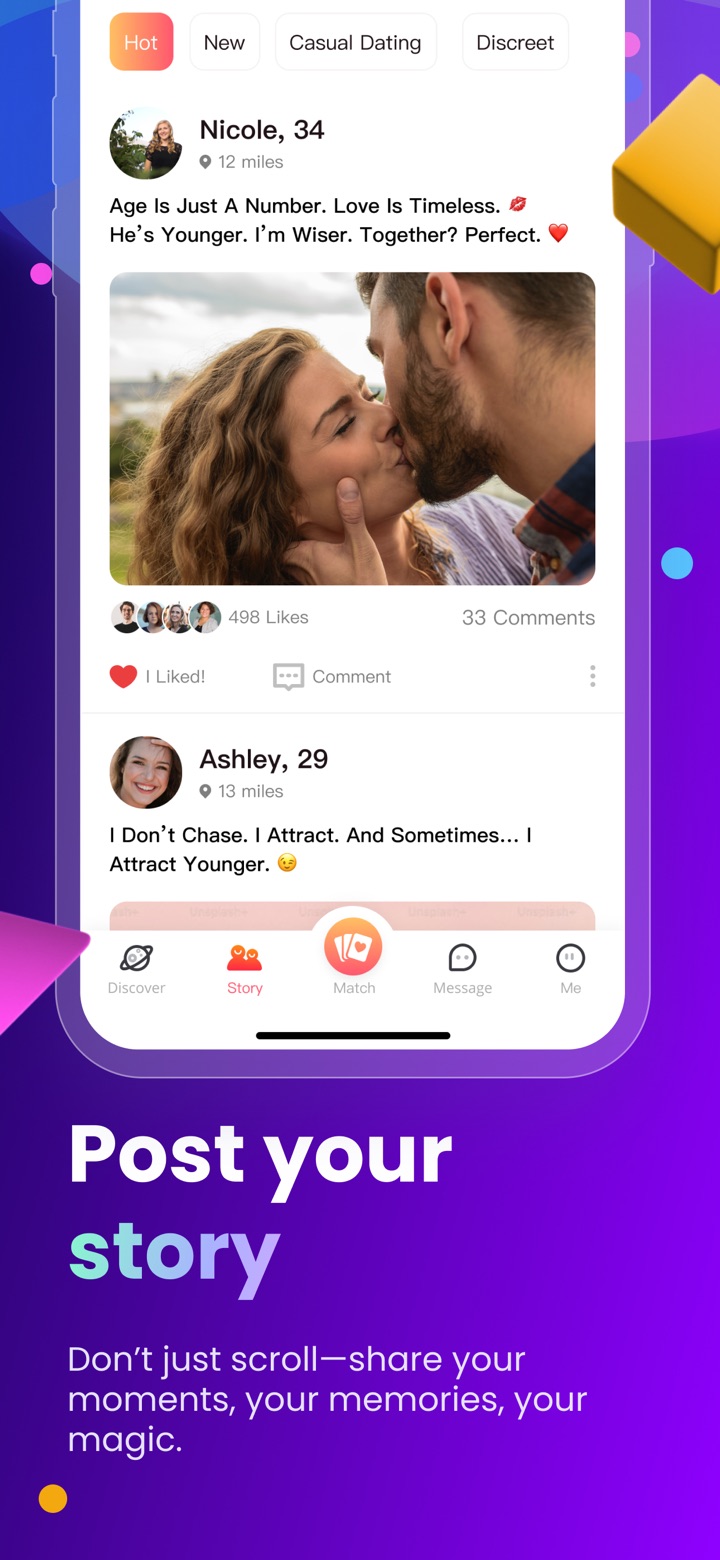 Post your story: Member stories under Hot, New, Casual Dating and Discreet